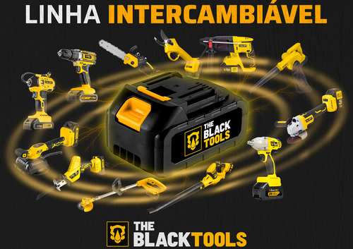 Lanterna Refletor Lampada Luz Led 12w Com Bateria 21v Portátil Recarregável 127/220v Bivolt Brl400x The Black Tools