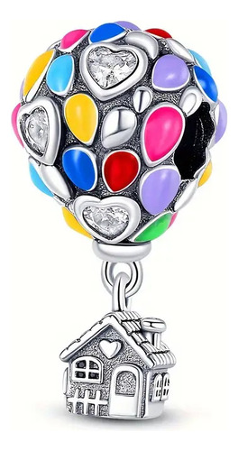 Charm Los Globos Con Corazones Y Casita Plata S925 Pixelglam