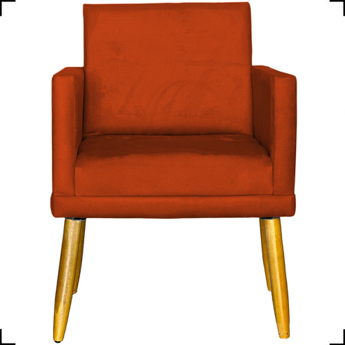 Kit 2 Poltronas Decorativas Para Sala De Espera Reforçadas Cor Terracota Desenho Do Tecido Suede Liso