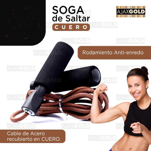 Imagen 4 de 7 de Soga De Saltar Cuero Mir Con Rulemanes Mma Boxeo Fitness