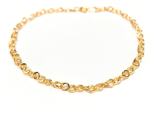 Pulseira Feminina De Ouro 18k Elo Trabalhado Comprimento 19 Cm Cor Amarelo