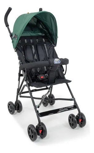 Carrinho De Bebê para Passeio Guarda‑Chuva – Leve, Capota com Visor, Verde Chassi Preto Mega Compras