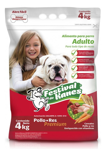 Festival De Kanes Alimento Para Perro Adulto / Paquete 4 Kg