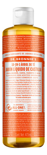 Jabón Liquido De Castilla Dr Bronner's 18en1 Tea Tree 473 Ml