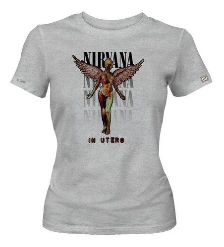 Camiseta In Utero Nirvana Album Poster Rock Metal Dama Ikrd
