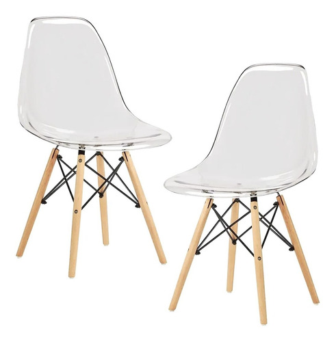 Set De 2 Sillas De Acrílico Transparente Milán Eames Modelo