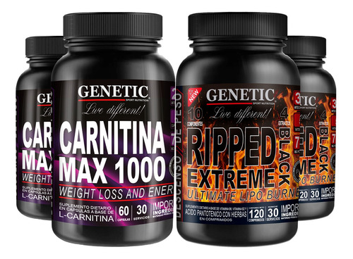 Ultra Quema Grasas Ripped Extreme Black + Carnitina Genetic