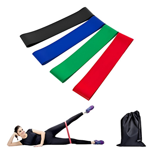 Kit De 4 Bandas Ligas De Resistencia Piernas Ejercicio Yoga Color Colores