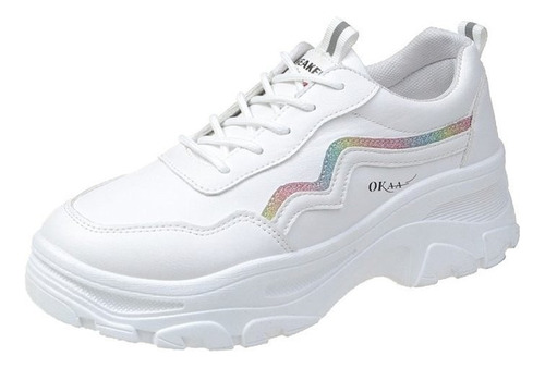 Tenis Blanco Para Mujer Casual Escolar Gym Fitness M001