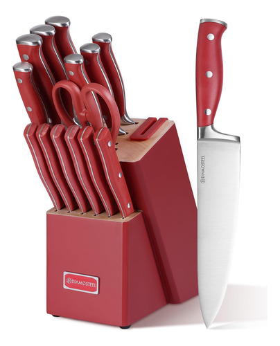 Diamosteel Juego De 15 Cuchillos De Cocina Juego De