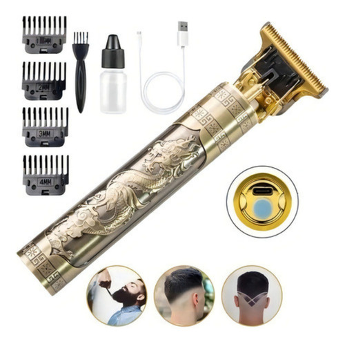 Maquina Cortar Cabelo Barba Dragão Acabamento Sem Fio Detalhe