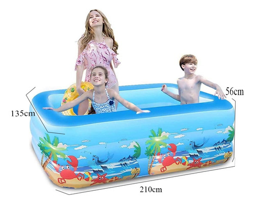 Piscina Inflable Rectangular, Piscina Familiar Y Niños 210cm