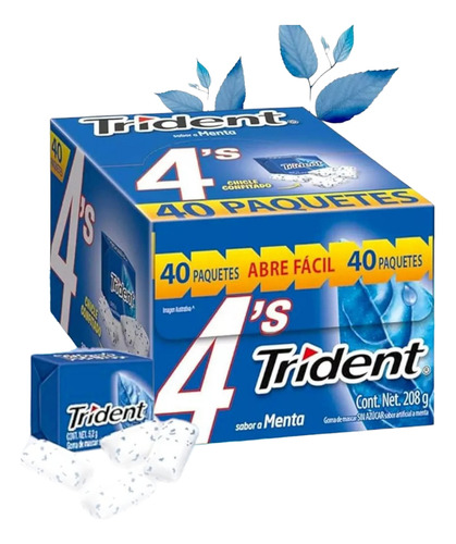 Chicle Trident 4 S Menta 40 Piezas