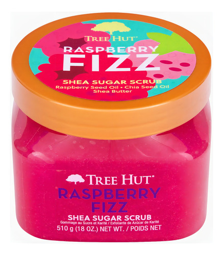 Esfoliante Tree Hut Raspberry Fizz com Fragrância Efervescente de Framboesa