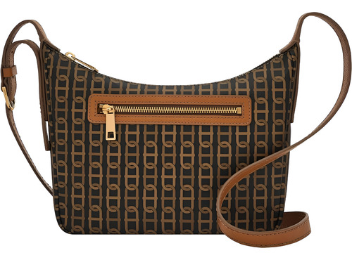Fossil Bolsa Crossbody Cecilia Talla Única Acabado De Los Herrajes Dorados Color Marrón Correa De Hombro Marrón Claro Diseño De La Tela Cadenas