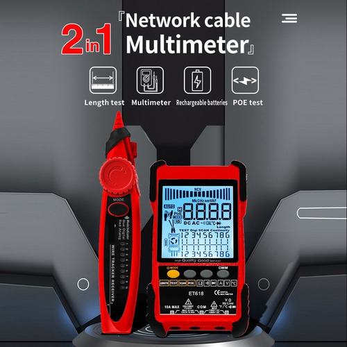 Testador De Cabo Portátil Tooltop Et618 Com Display Lcd