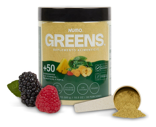 Numo Greens, +50 Ingredientes Múltiples Beneficios Todo En Uno, 30 serv. 300g