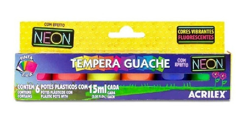 Tempera Guache Neon C/6 Cores Acrilex