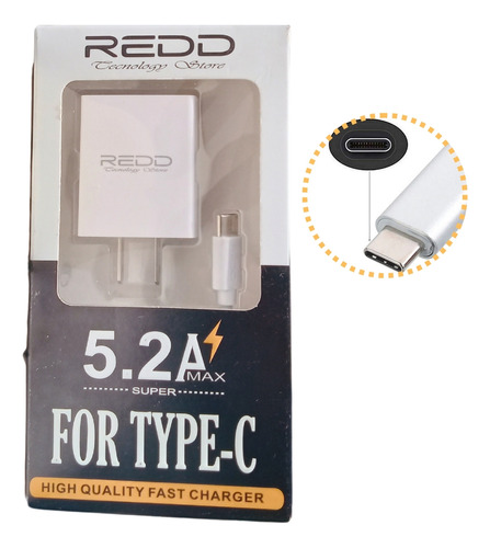 Cargador De Pared Usb Redd Cable Tipo C 5.2a Blanco