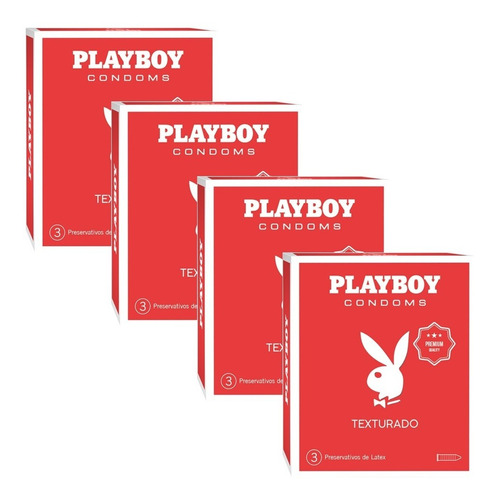 Preservativos Texturados Placer X12 Unidades 4 Cajas Playboy