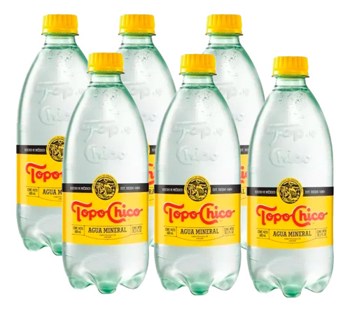  Topo Chico pack 6 agua mineral de manantial 600ml