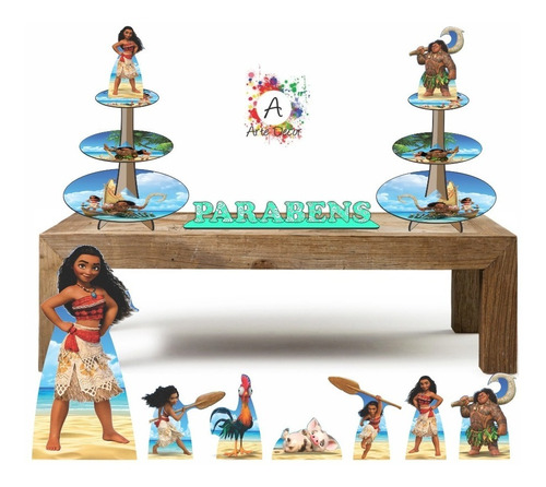 Moana Provençal Suporte Para Doces Com Kit 7 