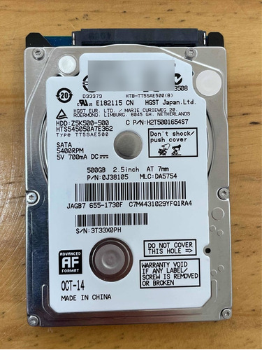 Disco Duro 500gb Sata 2.5 Slim Hitachi Hgst Wd Laptop Y Pc