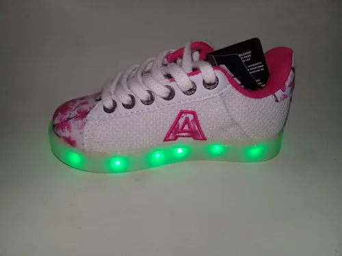 Zapatillas Addnice Led De Ni a Blanca Con Flores