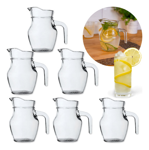 Kit 6 Jarras 500 Ml Jarrinha Servir Suco Vitamina Bebidas