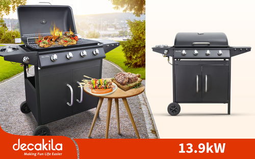 Barbacoa A Gas Patio Jardin Portatil Decakila 4 Quemadores