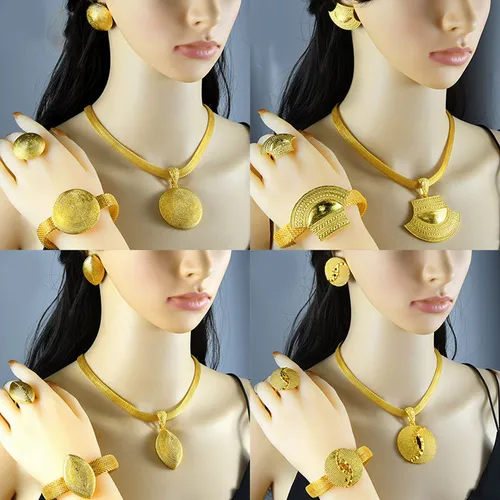 (d) Juego De Collar, Aretes, Anillos Y Brazaletes De Dubái C