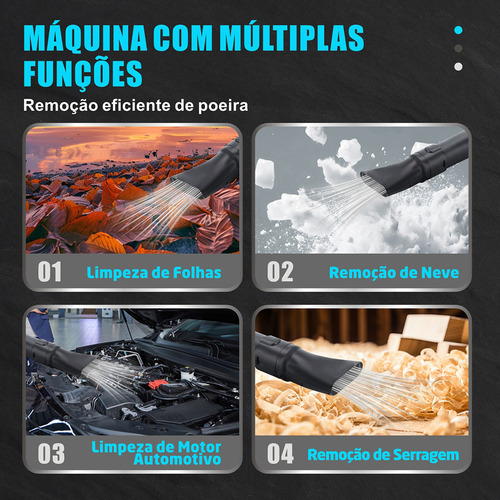 Soprador De Folhas Hanabi 21v 2 Baterias Sem Fio Portátil
