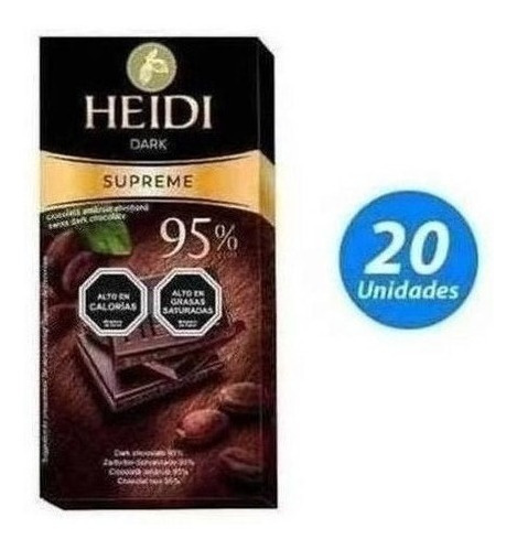 Chocolate  Heidi Dark Supreme 95 Cacao 50g X20 U /superstore