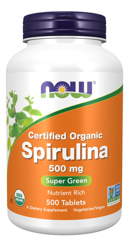 Spirulina Organic 500 Mg 500 Tabletas Now