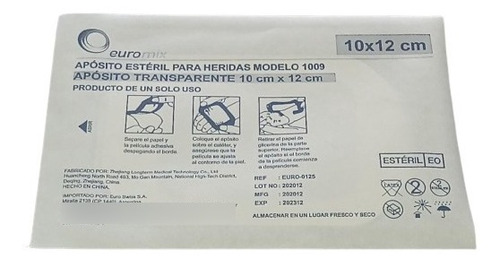 Aposito Esteril Transparente Autoadhesivo 10 Unidades 10x12