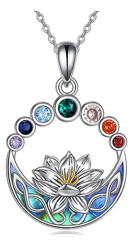 Collar Chakra Lotus Flower De Plata Para Yoga Y Sanación