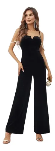 Entero Jumpsuit Mono Negro Fiesta El 67 Cuotas sin inter s