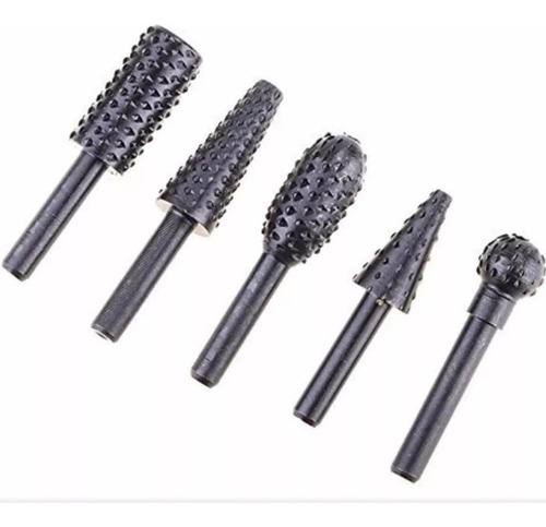 Kit 5 Piedra Montadas 1/8 + Kit 5 Fresa Taladro Mecha Madera