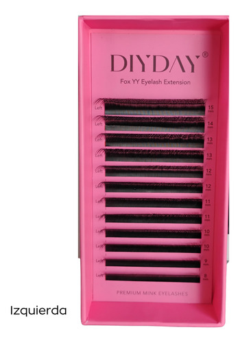 Diyday Foxy Eyes Pestañas Yy 0,07 D Mix Para Efecto Foxy Eye Negro Izquierda 1.5 Cm 0.07 Mm