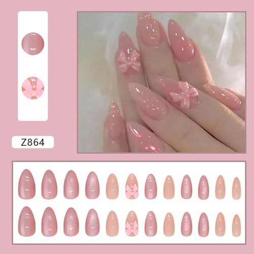 24/30 Unidades De Unhas Postiças Green Ripple Nail Tips