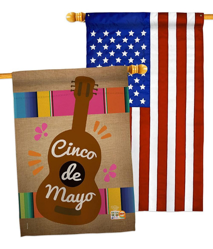 Celebrate Guitarron Cinco De Mayo House Flag - Pack Summer P