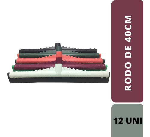 Rodo 40 Cm Puxa E Seca Borracha Dupla 12un Com Cabo Listrado