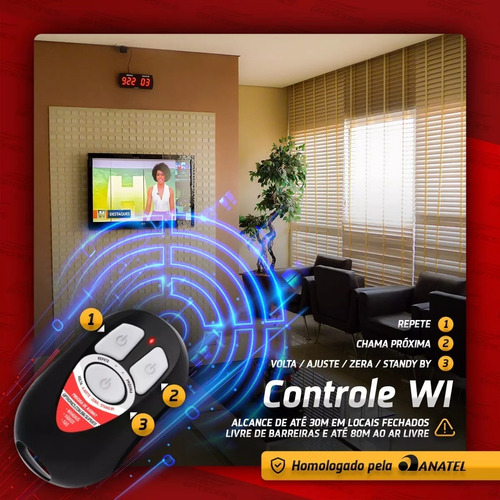 Painel De Senha Guichê Com 6 Controles E Impressora S/ Fio