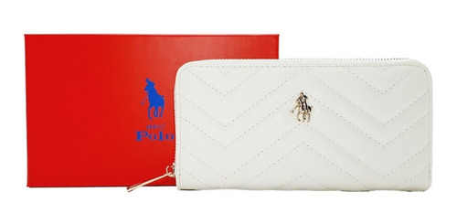 Cartera Hpc Polo Zigzag Logo Metálico Blanco