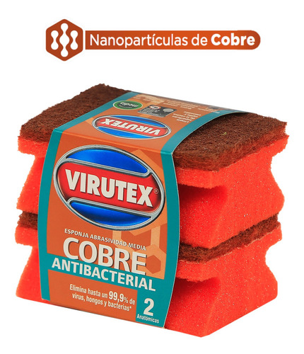 Esponja X2 Antibacterial Abrasividad Media Acanalada Virutex