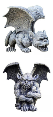 2x Gargoyle Fairy Garden Estatua Porche Patio Pasillo