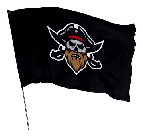 Bandeira Pirata Barco Pirata 1,0m X 70cm - Pr02 Com Bastão