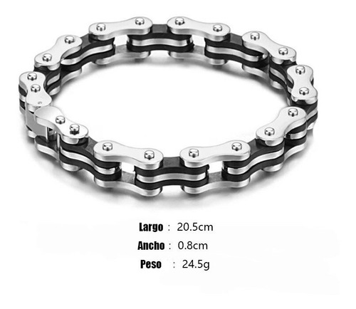 Imagen 5 de 7 de Pulsera Cadena Acero Inoxidable Punk Moto Bicicleta