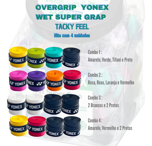 4 Wet Super Grap Overgrip Comfort Tacky Feel Wet Type Yonex Cor Combo 2