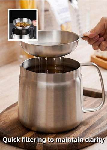 Olla Coladora De Aceite 2 En 1 De Acero Inoxidable 304